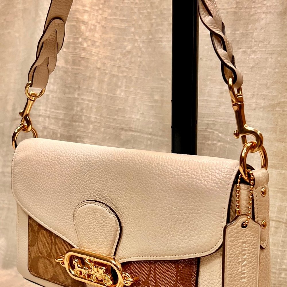 Coach Tabby Style Jade Shoulder Bag w/ Coach Signature Canvas NWOT - Picture 3 of 13